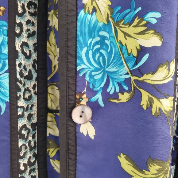 Victor Costa 100% Silk Floral Jacket 1X - Picture 4 of 7